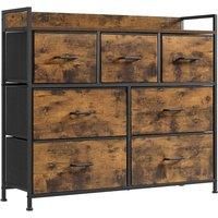 Songmics Bedroom Storage Unit With 7 Drawers rustic Brown And Black, Black