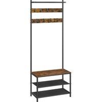 SONGMICS Vasagle Clothes Rack With 9 Removable Hooks For Hallway Bedroom - Vintage Brown Black