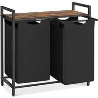 Vasagle Laundry Hamper With 2 Removable Laundry Bags 2 X 46 L - Rustic Brown And Black, Multi