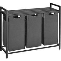 Vasagle Laundry Hamper With Pull-out Laundry Bags 3 X 38L - Black And Grey