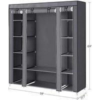 Songmics Foldable Clothes Storage Organiser With Hanging Rail - Grey, Grey