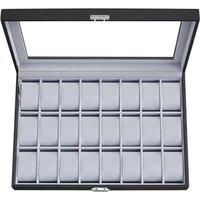 Songmics Watch Box With 24 Slots And Glass Lid - Black