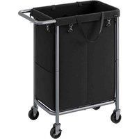 Songmics 2-compartment Laundry Hamper 37 Gallons 140L Ink Black