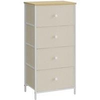 Songmics Storage Unit With 4 Fabric Drawers Camel Yellow And Cream White