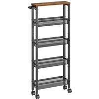 SONGMICS Vasagle 5-shelf Trolley For Small Spaces - Rustic Brown And Black