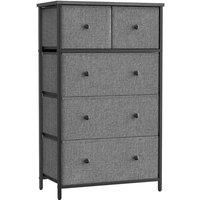 Songmics Fabric 5-drawer Storage Organiser Unit Grey And Black, Grey