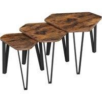 SONGMICS Vasagle Nesting Coffee Table Set Of 3 - Rustic Brown And Black