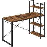 VASAGLE Computer Desk, Writing Desk with Storage Shelves on Left or Right, 137.2 cm Wide Home Office Desk, for Study, Easy Assembly, Industrial Style, Rustic Brown and Black LWD49B01