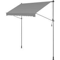 SONGMICS Retractable Awning, Manual Retractable Sunshade, Height-Adjustable with Crank, for Balcony, Garden, Patio, 300 x 120 cm, Grey GSA302G01
