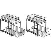 Songmics Set Of 2 Kitchen Cabinet Organiser - Classic Black