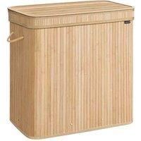 Songmics Laundry Hamper With Lid And Handles 150 L natural Beige, Cream