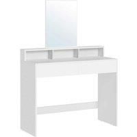 VASAGLE Dressing Table with Large Mirror, Vanity Table with 2 Drawers and 3 Compartments, Makeup Table, Modern, 40 x 100 x 140 cm, White RDT163W01