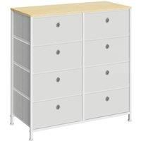 SONGMICS Chest of Drawers, Storage Unit with 8 Easy Pull Fabric Drawers, Dresser, Organiser Unit with Metal Frame, Tabletop, for Closet, Cream White and Oak LTS024W57