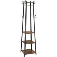 SONGMICS Vasagle Coat Rack With 3 Shelves - Rustic Brown And Black