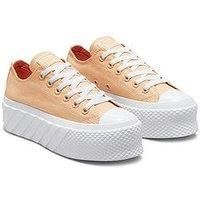 Converse Women's Chuck Taylor All Star Hybrid Shine Lift 2X Ox Trainers - Light Twine/White/Healing Clay - UK 4