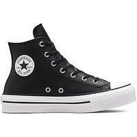 Converse Chuck Taylor All Star EVA Lift Leather Sneaker, Black/Natural Ivory/White, 4.5 UK Child