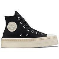 Converse all star modern lift hi trainers in black & white
