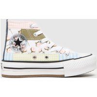 Converse white multi all star eva lift hi patchwork Girls Junior trainers