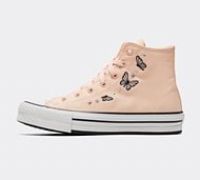 Converse Junior Girls Eva Lift Festival High Tops Trainers - Peach/White