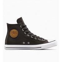 Converse Mens Chuck Taylor All Star Leather Hi Top Trainers - Brown