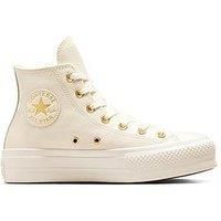 Converse Womens Chuck Taylor All Star Lift Leather Hi Tops - Light Grey