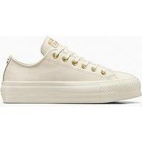 Converse All Star Lift Ox Trainers in White & Gold