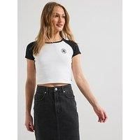 Converse Womens Chuck Patch Colourblock Short Sleeved Top - Black