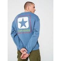 Converse Men'S Box Star Ringer Crew Neck Sweatshirt - Blue