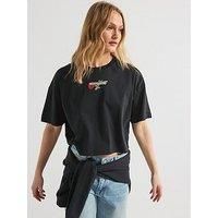 Converse Womens Tlmn V-Day Crop Over Sized Tee - Black