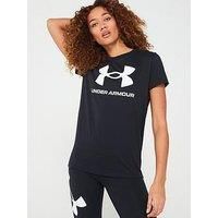 Under Armour Rival Logo Short Sleeve Women's Athletic T-Shirt Black 1356305-001