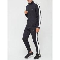 Under Armour EMEA Track Suit, Comfortable tracksuit with soft inner material, warm and quick-drying sportswear set with practical side pockets Men, Black (Black / White), M