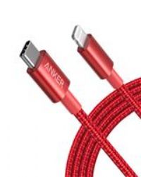 Anker USB C to Lightning Cable New Nylon (6ft, MFi Certified) for iPhone 14/14 Pro/13/13 Pro/12 Pro Max /12/11 /X/XS/XR/ 8 Plus/AirPods Pro, Supports Power Delivery (6ft, Red)