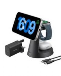 Anker MagGo Magnetic Wireless Charger (Dock Stand), 3-in-1 Qi2 Certified 15W MagSafe Compatible Wireless Charger, For iPhone 17/16/15/14/13 Series, Apple Watch, AirPods Pro, and More (Adapter Included