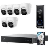 eufy PoE NVR CCTV Security System E41 (6 PoE Cam E41 Kit) + Video Doorbell E340 (Wi-Fi Connection) + 2 TB HDD