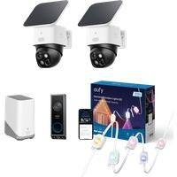 SoloCam S340 (2 pack) + Video Doorbell E340 +HomeBase S380 + Outdoor Lights E22 (50ft with 30 lights)
