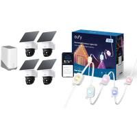 eufy SoloCam S340 (4-Cam Pack) + HomeBase S380 + Outdoor Lights E22 (50ft with 30 lights)