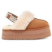 UGG Womens Funkette Chestnut Brown Slippers Fur - 1113474/ Size 5