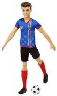 Ken Soccer Doll, Cropped Hair, Colorful #10 Uniform, Soccer Ball, Cleats, Tall Socks, Great Sports-Inspired Gift for Ages 3 and Up