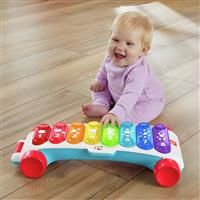 £Fisher-Price Giant Light-Up Xylophone, pretend musical instrument electronic pull toy with educational songs for baby and toddlers