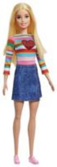 Barbie It Takes Two Barbie “Malibu” Roberts Doll (Blonde) Wearing Rainbow Shirt, Denim Skirt & Shoes, Gift for 3 to 7 Year Olds