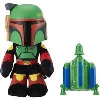 Star Wars Boba Fett Voice Cloner Feature Plush, 12” Tall Figure with Voice-Changer & Air-Powered Soft Rocket Launcher, Gift for Kids 3 Years & Up