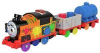 Fisher-Price Thomas & Friends Motorized Talking Nia Engine, battery-powered toy train with character sounds and phrases for kids