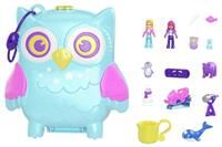 £Polly Pocket Dolls and Playset, Animal Toys, Pajama Party Snowy Sleepover Owl Compact Playset with Water Play and 2 Color-Change Pieces, HKV37