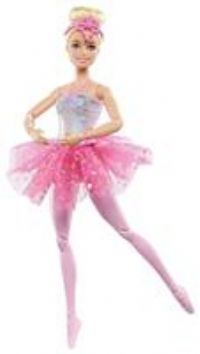 £Barbie Doll | Magical Ballerina Doll | Blonde Hair | Light-Up Feature | Tiara and Pink Tutu | Ballet Dancing | Poseable | Kids Toys, HLC25