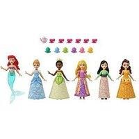 Disney Princess Toys, 6 Posable Small Dolls with Sparkling Clothing and 13 Tea Party Accessories Inspired by Disney Movies, HLW91