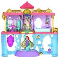 Disney Princess Toys, Ariel Stackable Castle Doll House with Small Doll, 1 Friend, 12 Pieces, 6 Play Areas and Pool, Inspired by the Disney Movie, HLW95