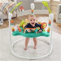 £Fisher-Price Jumperoo Baby Activity Center with Lights Sounds and Music, Interactive Baby Bouncer, Leaping Leopard, HND47