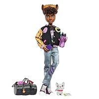 Monster High Doll, Clawd Wolf Doll with Pet Gargoyle Bulldog and Themed Accessories, HNF65