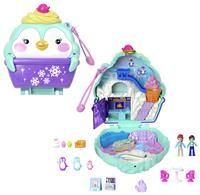 Polly Pocket Dolls and Playset, Travel Toy with Fidget Exterior, Snow Sweet Penguin Compact with 13 Accessories, HRD34