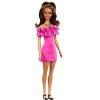 Barbie Fashionistas Doll #217 with Brown Wavy Hair Half-Up Half-Down & Pink Dress, 65th Anniversary Collectible Fashion Doll, HRH15